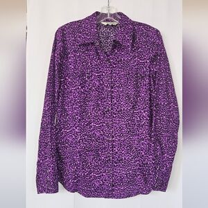 Roper Wear The West Womens Purple Leopard Cowgirl Long‎ Sleeve Blouse Size  M